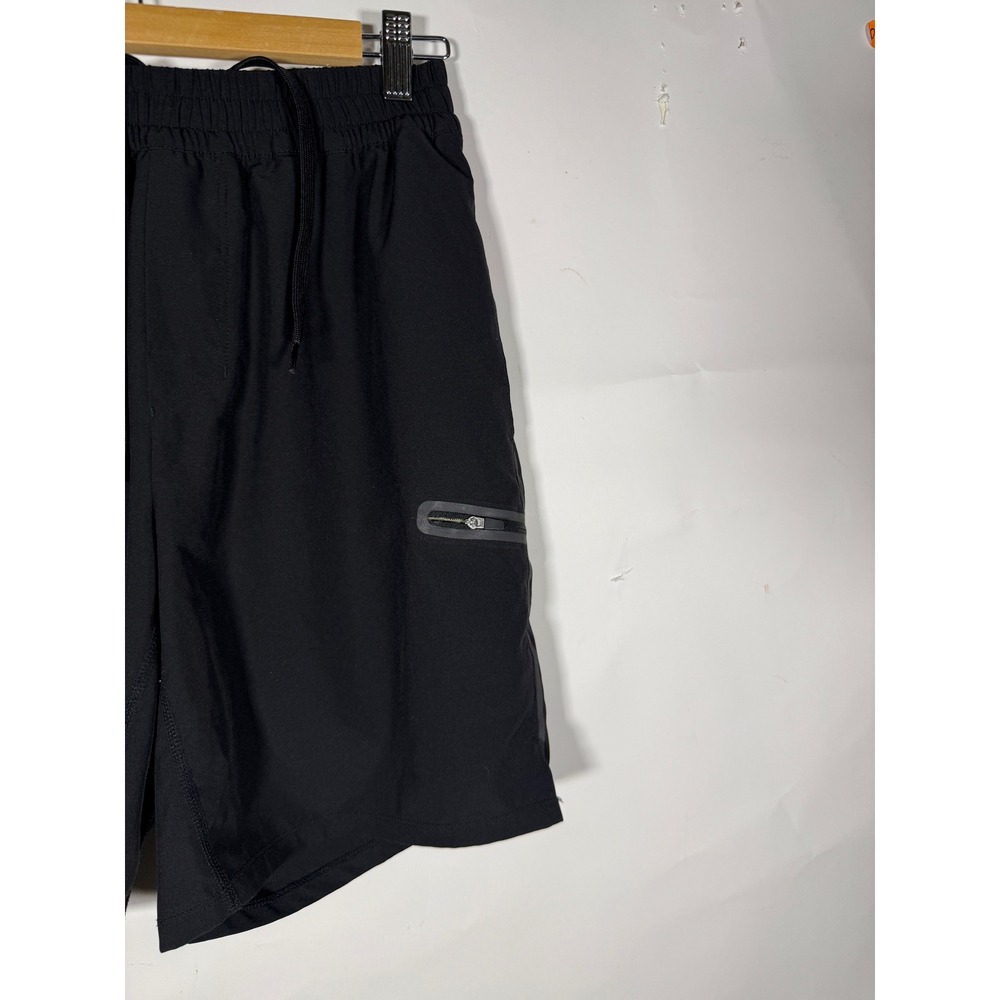 Peloton Mens Athletic Training Shorts Black Lined Size M Zipper Pockets - Picture 3 of 8